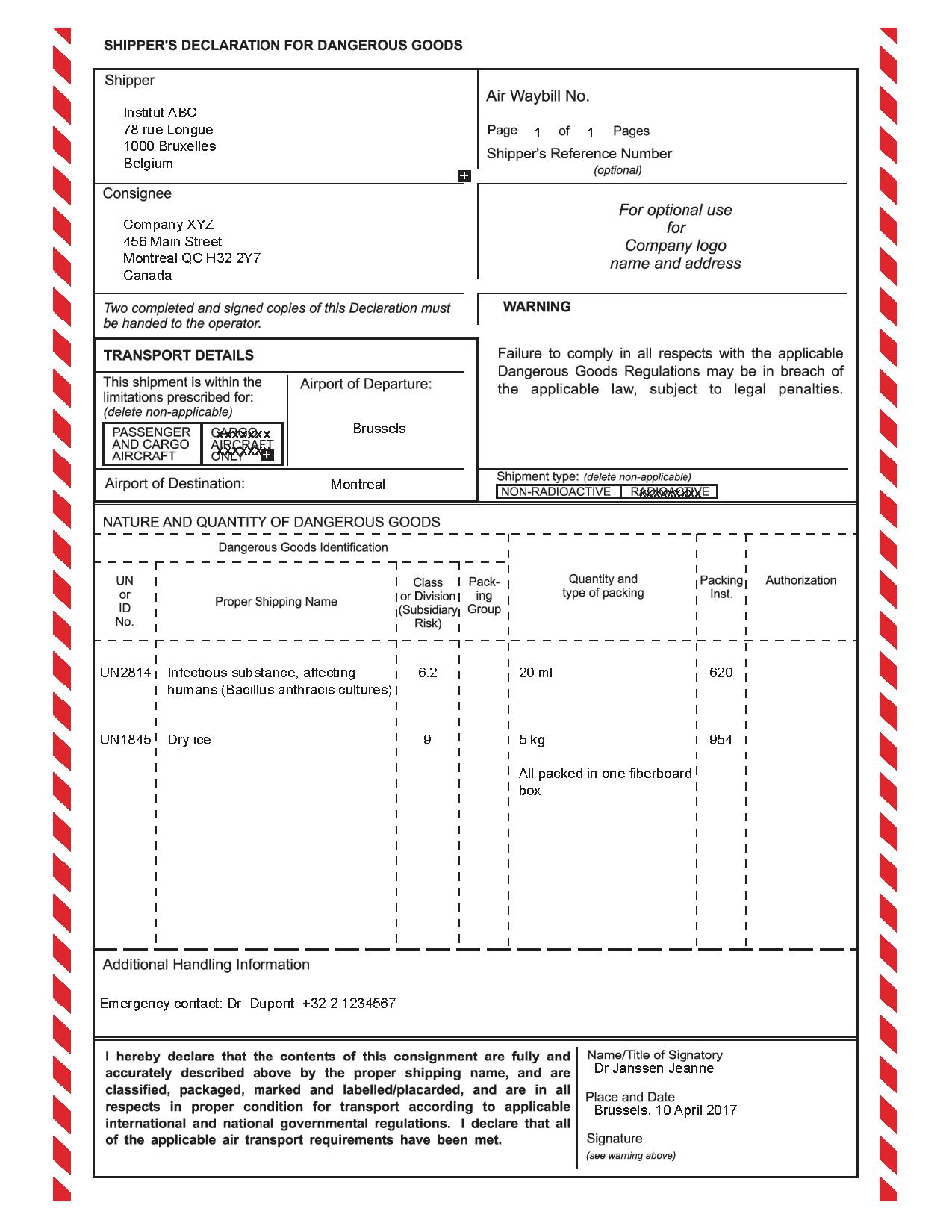 Dangerous Goods Form Fill And Sign Printable Template Online
